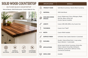 Encimera de Madera Maciza de Tilo Personalizada, Encimera Duradera para Isla de Cocina, Losa de Madera Natural, Encimera de Madera Sólida - Product Image 5