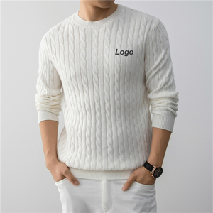 2026 New Men's 100% Acrylic Custom Logo Anti-Shrink Knit <b>Jumper</b> Old Money Cable Rib Sweater - Product Image 2