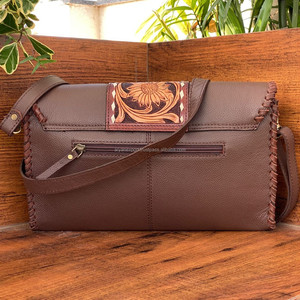 2024 Wholesale New Western Hand Tooled Genuine Leather Women's Crossbody Bag Cow Leather Floral Bohemian Luxury Designer <b>Purse</b> - Product Image 4