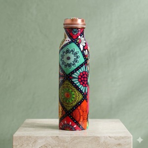 The Pink Celebration Dancers Pure Copper Water Bottle with Enamel Finish and Cartoon Women Design Portable Travel <b>Drinkware</b> - Product Image 3