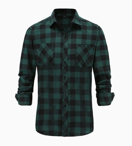 Camicia a maniche lunghe con design personalizzato, camicia in flanella <span class=keywords><strong>di</strong></span> cotone a quadri da <span class=keywords><strong>uomo</strong></span> alla moda - Product Image 2
