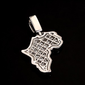 Colgante de mapa de África de moissanita con incrustaciones de circonitas, de plata 925, con corte baguette y engaste de canal, colgante de lujo temático para collar estilo Hip Hop - Product Image 6