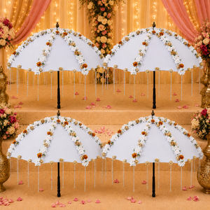 Parapluie de mariage pour l'entrée de la mariée, Chadar décoratif floral pour la cérémonie nuptiale traditionnelle - Product Image 4