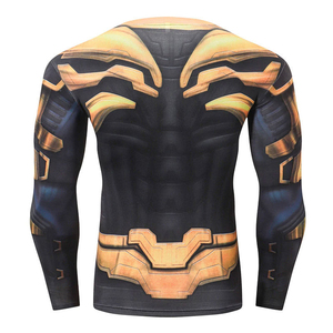 Camiseta de Compresión de Manga Larga para Hombre, Estilo Superhéroe, para MMA, con Estampado Rojo y Dorado, Protección UPF50+, Poliéster/Algodón, Secado Rápido, para Entrenamiento - Product Image 5