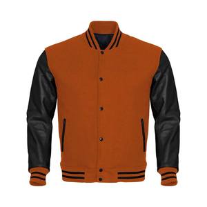 Custom Unisex Winter <b>Patchwork</b> Varsity Letterman Baseball <b>Jacket</b> with Leather Sleeve Wool Body Waterproof - Product Image 1