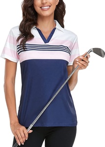OEM 2026 Custom made Women's Color Blocked Polo Shirt Short Sleeve Quick Dry Casual Sport <b>Top</b> <b>Navy</b> Pink White Design - Product Image 4