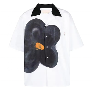 เสื้อเชิ้ตผ้าป๊อปลินแขนสั้นพิมพ์ลายกราฟิกตามสั่ง OEM สำหรับผู้ชาย - Product Image 5