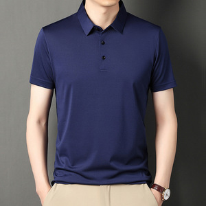 Camiseta Polo de Manga Corta con Logotipo Personalizado OEM para Hombre, con Solapa, Nueva Camiseta Polo Informal de Verano de Alta Gama, Holgada, de Seda de Hielo - Product Image 5