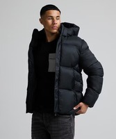 Blouson Bomber Unisexe Noir Hiver Col Montant Zippé Extérieur Écologique Respirant Patchwork Avant Logo Personnalisé 100%