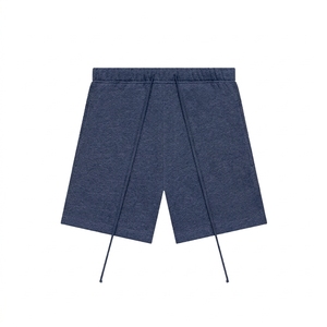 Shorts Bermuda pour homme en coton gris, cordon de serrage à la taille, style hip-hop, écologiques, couleur unie - Product Image 5