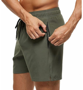 Shorts décontractés pour hommes, coupe classique, en tissu éponge 100% coton, taille haute élastique, anti-plis, multi-poches, brodés, couleur personnalisée, 160g - Product Image 5