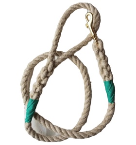 Correa de cuerda de algodón natural hecha a mano de color beige con clip plateado - Product Image 1