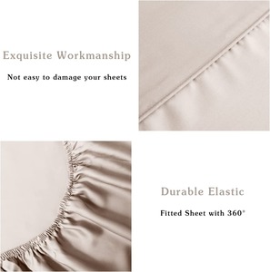 Drap de lit de luxe en bambou 300TC, uni, doux, respirant et rafraîchissant, pour chambre principale, chambre d'amis, hôtel, complexe hôtelier - Product Image 4