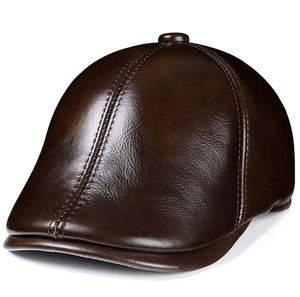 Béret Ajustable en Peau de Mouton pour Hommes, Style Européen et Américain, Quatre Saisons, Premium, pour Personnes Âgées, Plage, Décontracté, Vintage, Tendance - Product Image 1