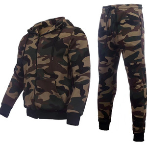 Men's Camouflage Tracksuit Full <b>Zip</b> <b>Hooded</b> Sweatshirt With Side Pockets Casual Sport Wear Autumn Regular Fit Jogging Set - Product Image 1