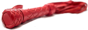 Black Leather Whip with Red Cord and Textured Grip for <b>Equestrian</b> Training - Product Image 5