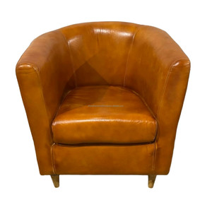 Elegant Leather <b>Armchair</b> with Upholstered Cushion Solid Wood Legs Comfortable Lounge Chair for Living Room Hotel and Office Use - Product Image 1