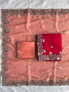 ชุดงานเลี้ยงฤดูร้อนสุดหรู ผ้าชีฟองเฟนดี้ ปักลายหนัก แต่งขอบด้วยผ้าปิ๊ปปิ้ง ดีไซน์เนอร์เสื้อผ้าไหมโมโน บังลอรี สำหรับงานแต่งงาน - Product Image 6