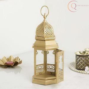 Linterna de Vela con Forma de Domo de Mezquita en Metal Dorado para Ramadán, Navidad y Pascua 2027, para el Hogar y Eventos, Duradera - Product Image 1