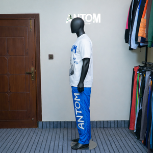 Nouvel Arrivage 2026 – Ensemble de Survêtement Vintage d'Été pour Homme : T-shirt Bleu Respirant en Polyester et Pantalon Évasé en Nylon - Product Image 3