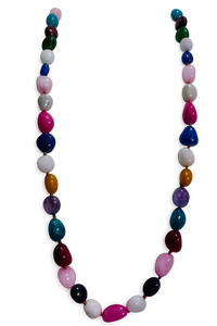 Handmade Colorful stone Bead <b>Necklace</b> Fashion Statement Jewelry for Women Boho Ethnic <b>Long</b> <b>Necklace</b> - Product Image 2