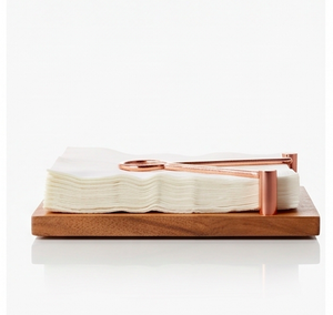 Elegante Servilletero de Metal Dorado con Base de Madera Marrón, Ideal para Decoración de Mesa de Comedor, Uso Doméstico y Utensilios de Cocina - Product Image 2