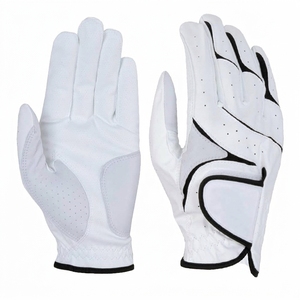 Gant de golf en cuir véritable blanc, main droite, antidérapant, à enfiler, unisexe, pour le sport - Product Image 1