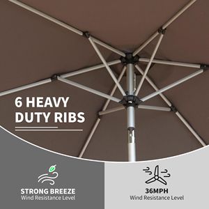 Ombrellone da Patio 7.5FT con Manovella e Pulsante di Inclinazione, Protezione UV, Impermeabile, per Esterni, con Base - Product Image 5
