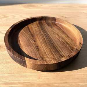 Round <b>Walnut</b> Serving Tray Handmade Wooden Tray Breakfast Tray Coffee <b>Table</b> Tray Solid <b>Walnut</b> Kitchen Tray - Product Image 1