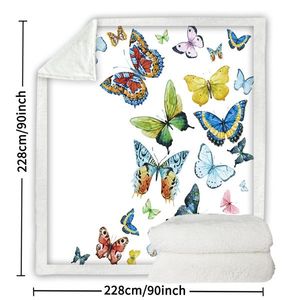 ผ้าห่มเชอร์ปาลายผีเสื้อสำหรับใช้ในบ้าน ขนาด 60 x 80 นิ้ว ผ้าห่มขนแกะแบบสองด้านสำหรับเด็กผู้หญิง สไตล์ฮิปปี้ - Product Image 6