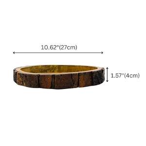 Handmade Mango Wood Serving Tray Rustic Wooden Round Tray Natural Bark Edge Platter - Product Image 6