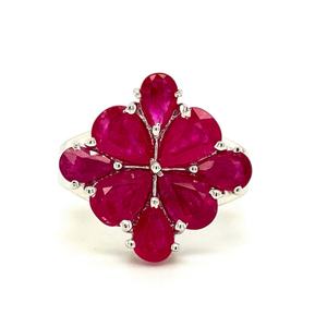 Bague de style fleur rubis rose naturel pour femme. Bijoux en argent sterling 925 avec pierres précieuses Cadeaux de fête de mariage Toutes tailles - Product Image 1