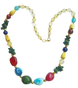 Collier en agate or rose avec perles et éclats en acier inoxydable, bijoux classiques - Product Image 2