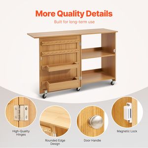 Tavolo Compatto Multifunzione in Legno per Macchina da Cucire con Design Pieghevole, Ripiani, Vassoi Portaoggetti e Pioli in Legno - Product Image 6