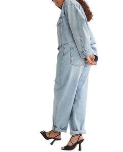 Veste en jean sur mesure pour femme, manches longues, tissu en coton respirant tricoté, coupe ajustée, hiver - Product Image 3