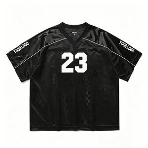 Custom Plain Mesh Retro Football Jersey High Quality Sublimation Print Logo Number Oversized Streetwear T-<b>Shirt</b> - Product Image 4