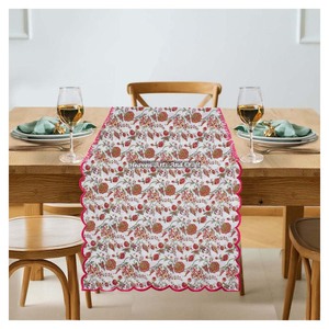100% Pure Cotton Woven Bohemian Floral Print Edge <b>Table</b> <b>Runner</b> for <b>Wedding</b> & Home Decor-Eco-Friendly Durable Washable - Product Image 5
