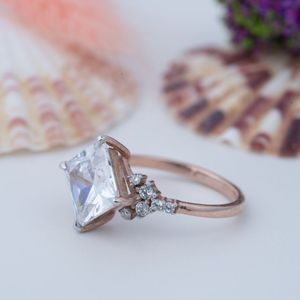 Latest New Arrivals S925 Sterling Silver Princess Cut Geometric Personalized <b>Crystal</b> Moissanite Engagement Wedding Customize - Product Image 2