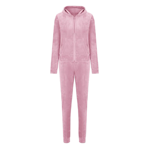 Long Sleeve Jacket Tracksuit Women's Hooded Solid Tracksuit Full Sleeve Zipper Closure Casual Joggers Set Breathable Regular Fit - Product Image 1