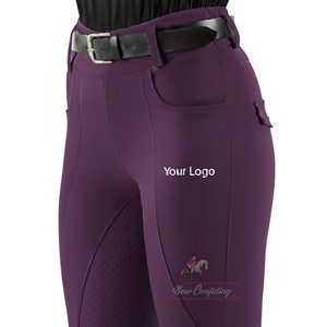 Leggings de equitación para mujer hechos a medida al por mayor, suministro directo de fábrica, mallas con agarre de silicona en todo el asiento - Product Image 1