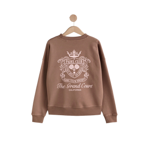 เสื้อสเวตเชิ้ตคอกลมสำหรับผู้หญิง The Grand Court Padel Club สีน้ำตาล ถักทอแขนยาว สไตล์ฤดูใบไม้ร่วง ระบายอากาศได้ดี เหมาะสำหรับใส่ลำลอง - Product Image 6