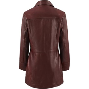 Gabardina de Cuero para Mujer, Cierre de Botones, Elegante, Informal, Ropa de Invierno, Fabricante Mayorista OEM Personalizado - Product Image 3