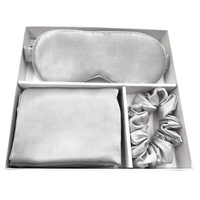 Coffret Cadeau Écologique 16/19/22mm 6A 100% Soie de Mûrier Pure : Taie d'oreiller, Chouchous et Masque de Sommeil, Emballé en Boîte, Fête des Mères, Nouvel An Chinois