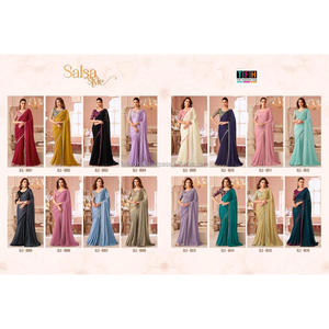 Tendencia India Bellamente diseñado Sari Premium Vichitra Red Label Sari Fiesta y desgaste de la boda Precio al por mayor - Product Image 6