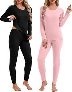 2 Conjuntos de Ropa Interior Térmica para Mujer, Forrada de Felpa Cálida, Capa Base para Esquí, Pijama Superior e Inferior para Clima Frío - Product Image 6