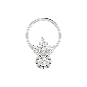 14K Gold Children's Ethnic Piercing Jewelry Teardrop and Floral-Inspired Nose Pin with 0.08ct Natural Diamond - Product Image 3