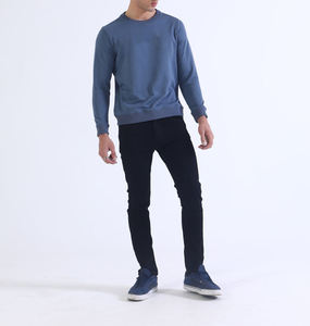 Sudadera Casual para Hombre, Diseño Nuevo, Cuello Redondo, 100% Algodón, Cálida para Invierno, Color Azul Sólido, Estampado Digital - Product Image 4