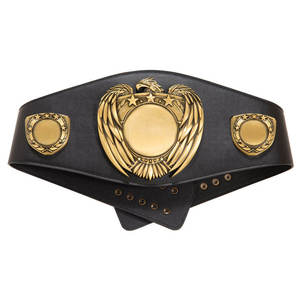Cinturón Deportivo de Lucha Libre GLOWING NEON INDUSTRY en Cuero PU Negro con Hebilla de Placa de Águila Dorada y Detalles de Estrellas, Unisex - Product Image 1