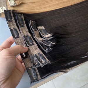 Extensión de cabello con Clip, cabello humano 100% de color resaltado, Sin extensiones de cabello sintético, 200g, 7 unidades - Product Image 1