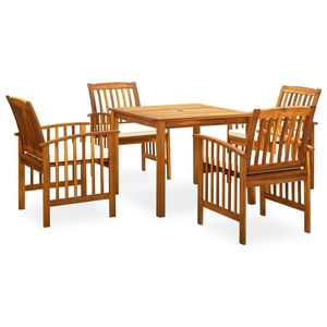 Juego de Comedor de Jardín de Madera de Acacia Sólida Color Blanco Crema, Duradero y en Tamaños Estándar - Product Image 1